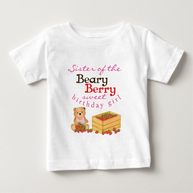 Camiseta Beary Berry Doce Irmã de Cub de Morango Aniversári (Frente)