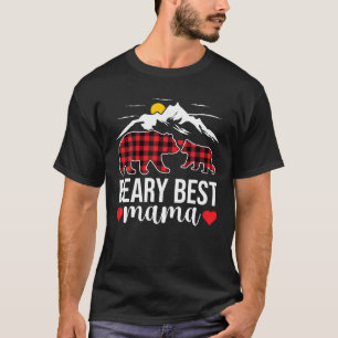 Camiseta Beary Best Mamama Bear Engraçado Xadrez Vermelha