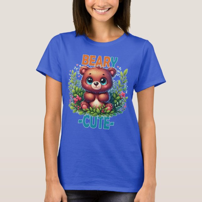 Camiseta Beary Cute. Teddy Bear a sorrir. Arma engraçado (Frente)