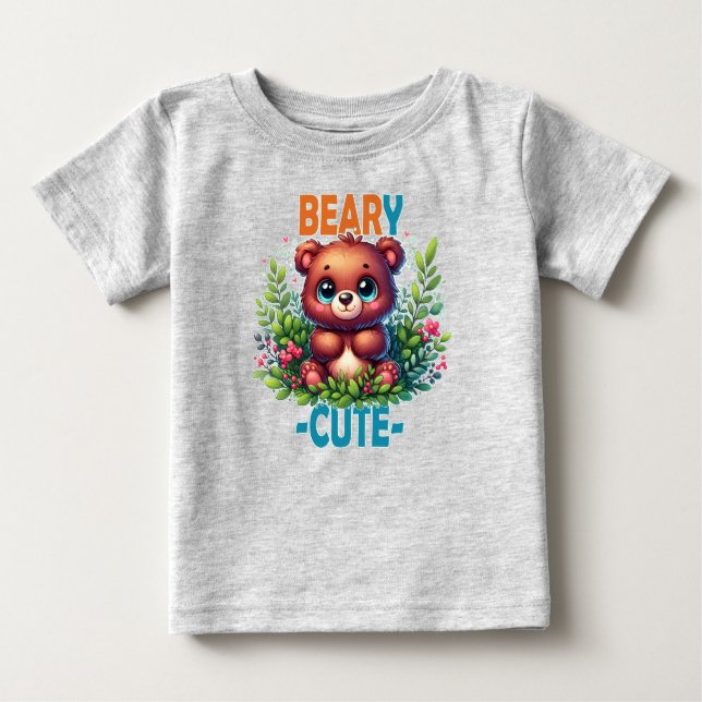 Camiseta Beary Cute. Teddy Bear a sorrir. Arma engraçado (Frente)