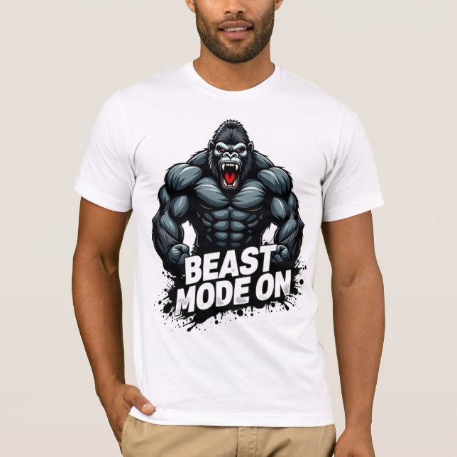 Camiseta Beast Mode On – Power Unleashed Gym Tee (Frente)