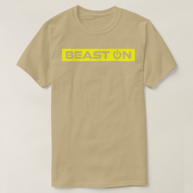 Camiseta Beast On Yellow Gym Fitness Workout Gym Saying Mot (Frente do Design)