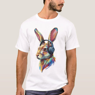 Camiseta Beats & Ears – Coelho Abstrato em Vibrações