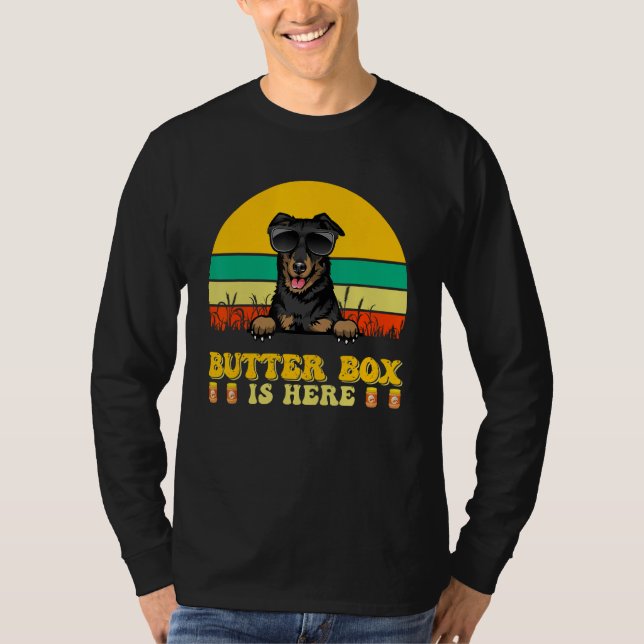 Camiseta Beauceron Dog Butter Box Is Here Father s Day (Frente)