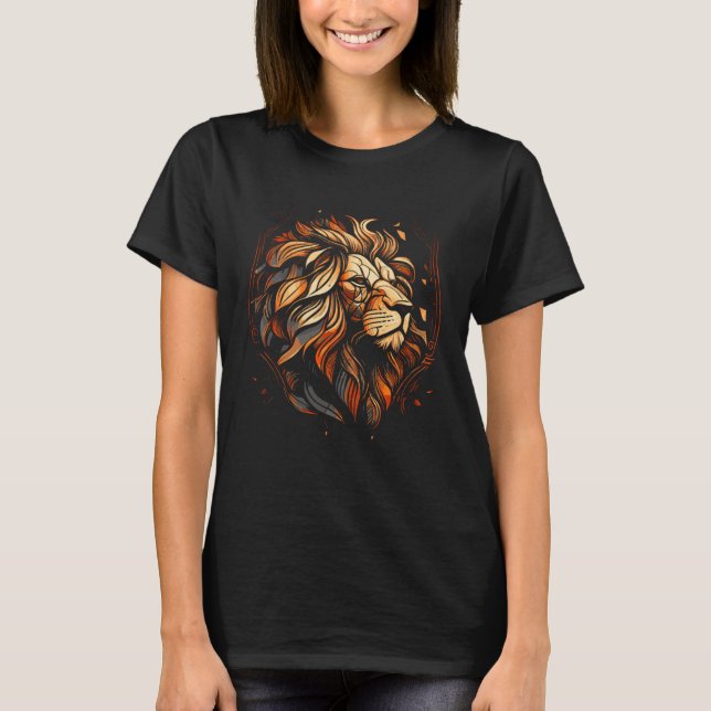 Camiseta Beautiful Artistic Stained Glass Style Lion (Frente)