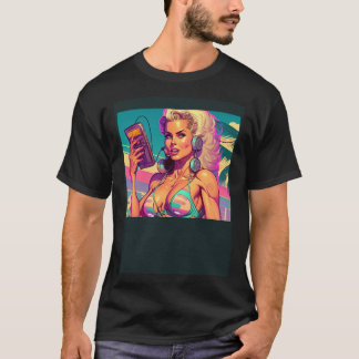 Camiseta Beautiful Beach Girl In Retro Style