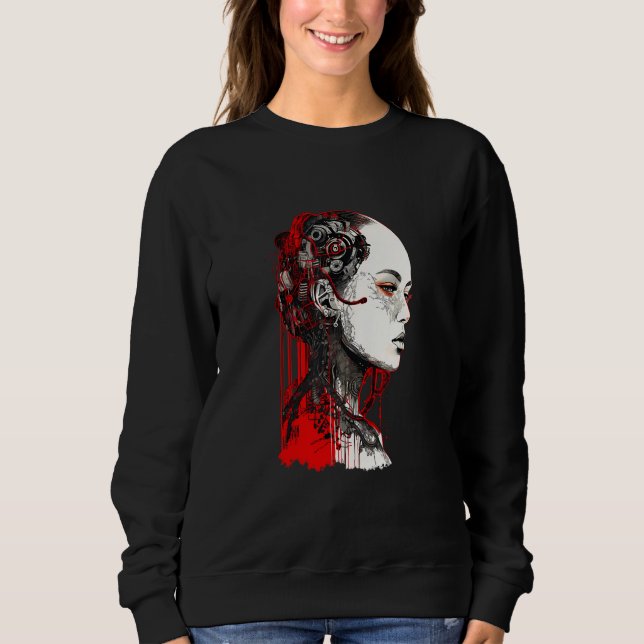 Camiseta Beautiful Cyborg Gothic Woman Trash Polka Art (Frente)