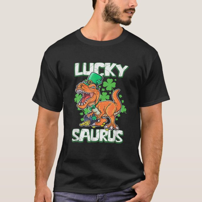 Camiseta Beautiful Dinosaur St Patrick's Day Lucky Saurus R (Frente)