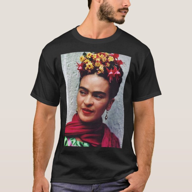 Camiseta Beautiful Frida kahlo art flower gift for fans Ess (Frente)