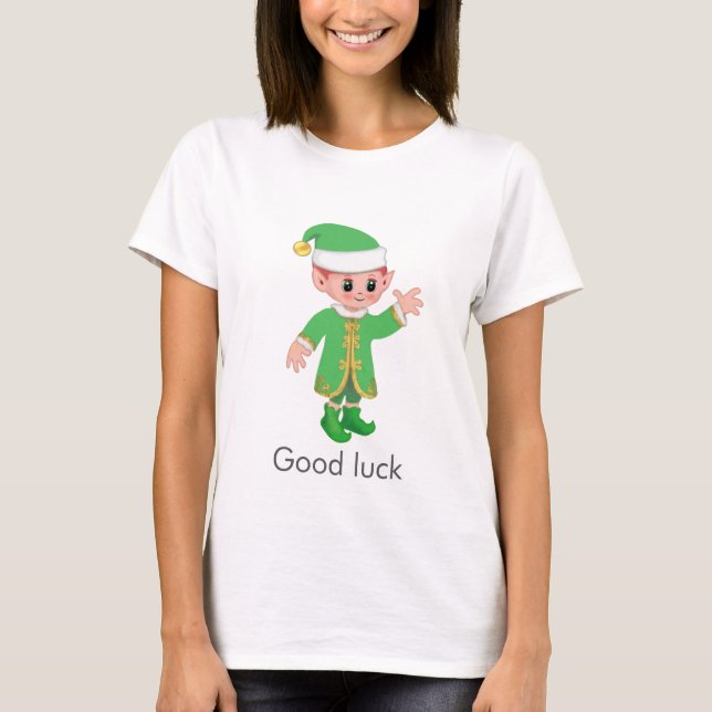 Camiseta Beautiful Funny Lucky Elf & Calligraphy (Frente)