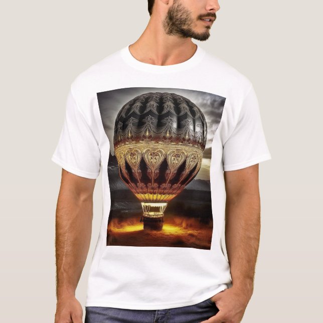 Camiseta Beautiful Intricate Hot Air Balloon In Mountains (Frente)