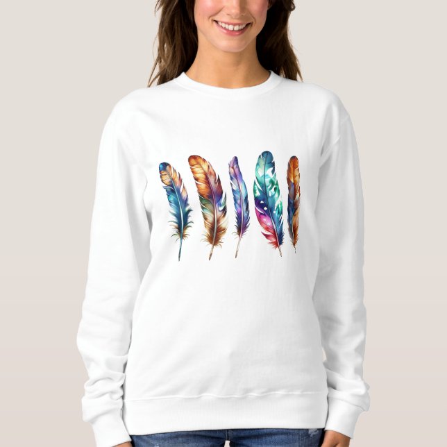Camiseta Beautiful Multicolor Boho Feathers - Graphic Art (Frente)