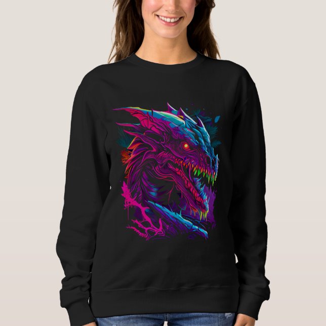 Camiseta Beautiful Retrowave Dragon  Fantasy Cool Festival (Frente)