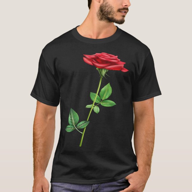 Camiseta Beautiful Single Red Rose Flower Love For Floral (Frente)