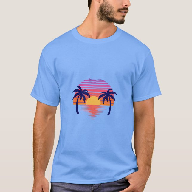 Camiseta Beautiful sunset scene with palm trees (Frente)