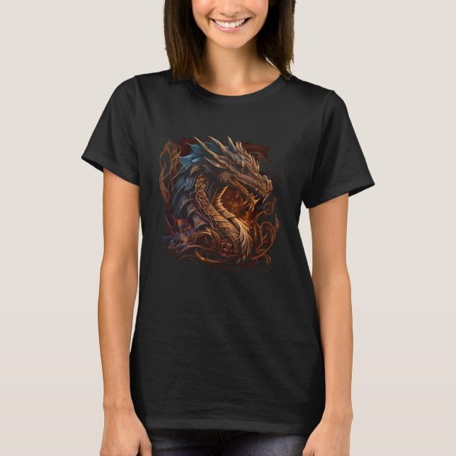 Camiseta Beautiful Vintage Dragon  Fantasy Cool Illustratio (Frente)