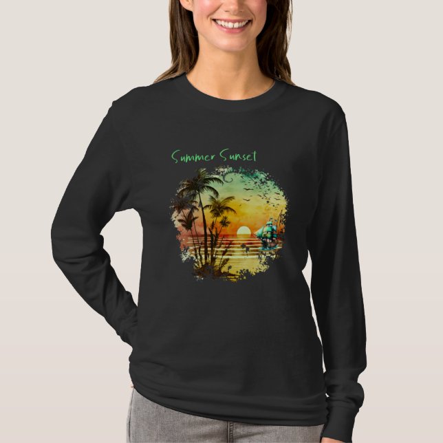 Camiseta Beautiful Vintage Island Sunset  1 (Frente)