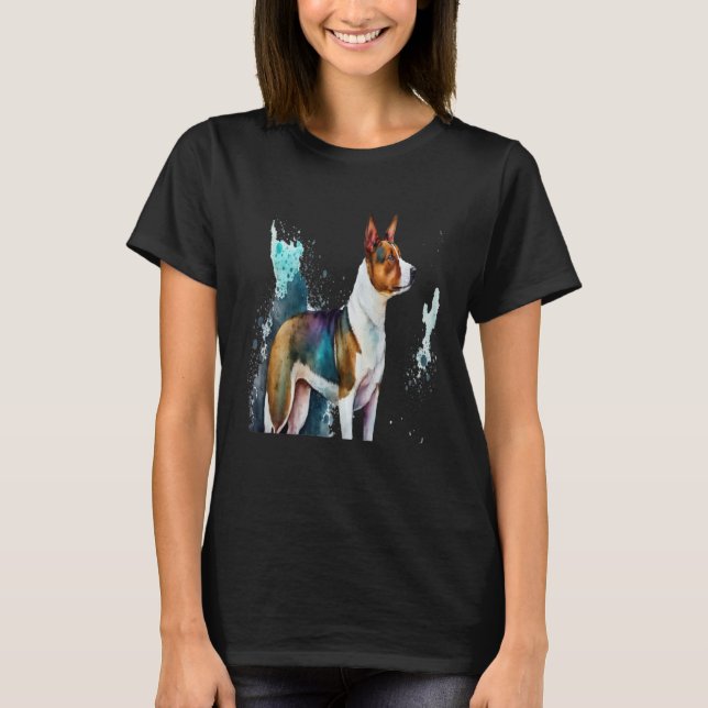 Camiseta Beautiful Watercolor Basenji Portrait (Frente)