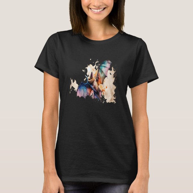 Camiseta Beautiful Watercolor Bat Portrait (Frente)