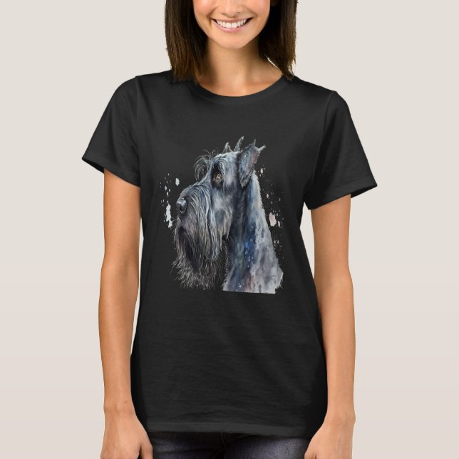 Camiseta Beautiful Watercolor Giant Schnauzer Portrait (Frente)