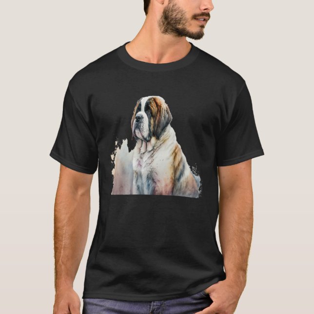 Camiseta Beautiful Watercolor St Bernard Portrait (Frente)