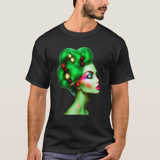 Camiseta Beautiful Woman Silhouette Fancy Xmas Decoration H (Frente)