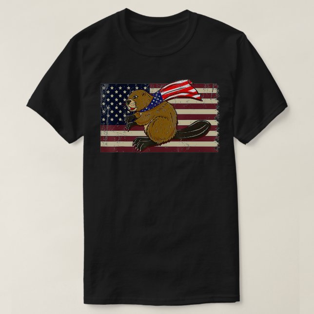 Camiseta Beaver American Flag (Frente do Design)