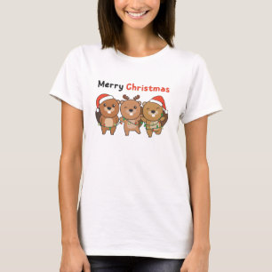 Camiseta Beaver Animais de Natal Beavernas Feliz Natal