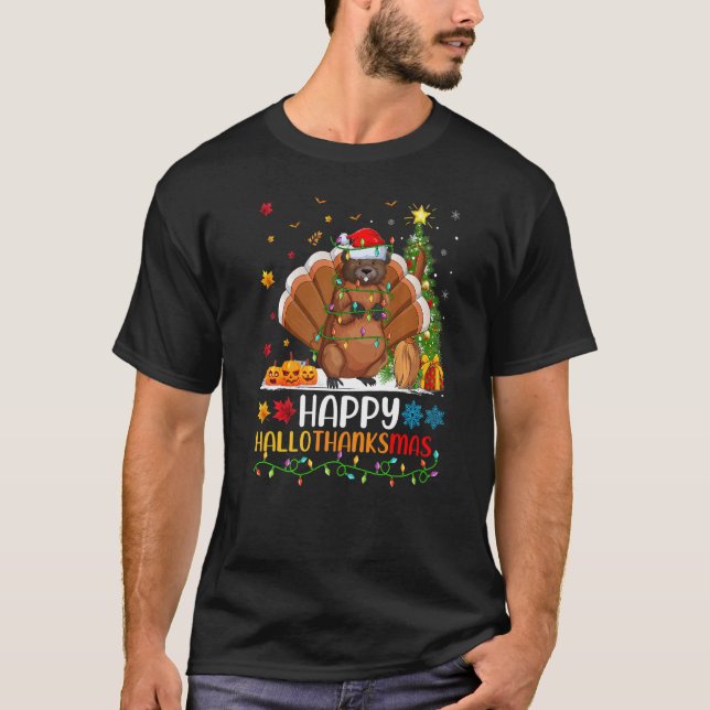 Camiseta Beaver Animal Happy Beaver Hellothanksmas (Frente)