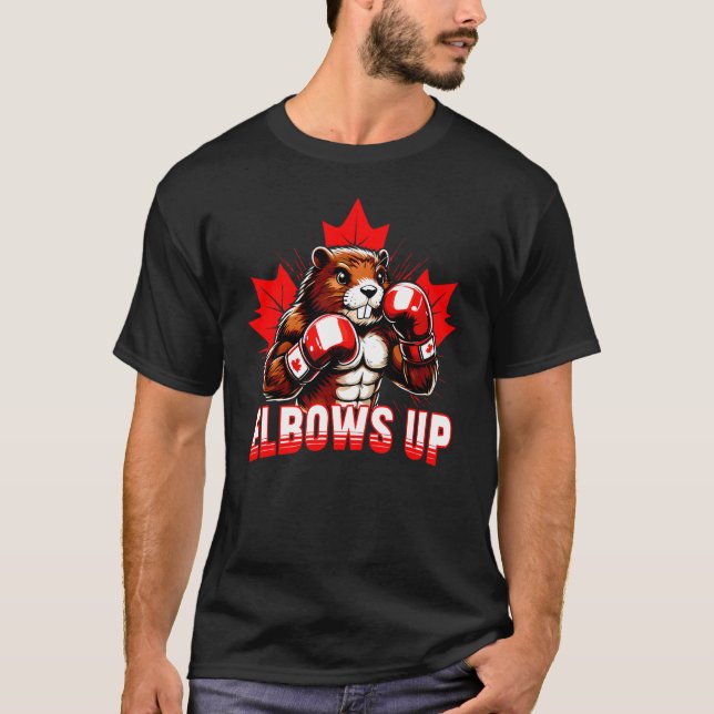 Camiseta Beaver Boxing - Cotovelos Para Cima! Funny Canaden (Frente)