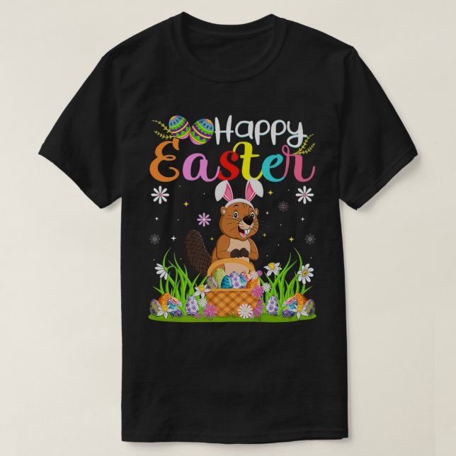 Camiseta Beaver Bunny Egg Caçando Felz pascoa Engraçado De  (Frente do Design)