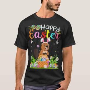 Camiseta Beaver Bunny Egg Caçando Felz pascoa Engraçado De 