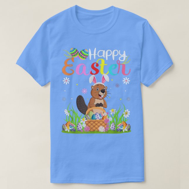 Camiseta Beaver Bunny Egg Caçando Felz pascoa Engraçado De  (Frente do Design)