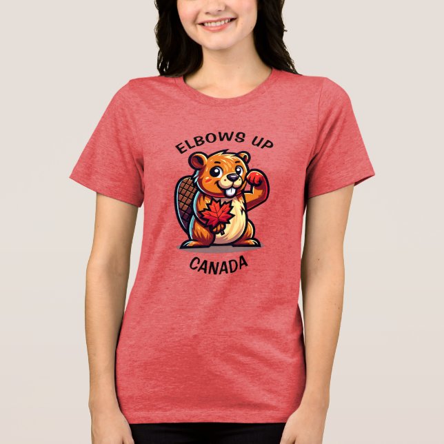 Camiseta Beaver com Folha de Mapeamento e Cotovelos no Cana (Frente)