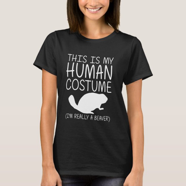 Camiseta Beaver Easy Halloween Humano Costume Kit Morre (Frente)