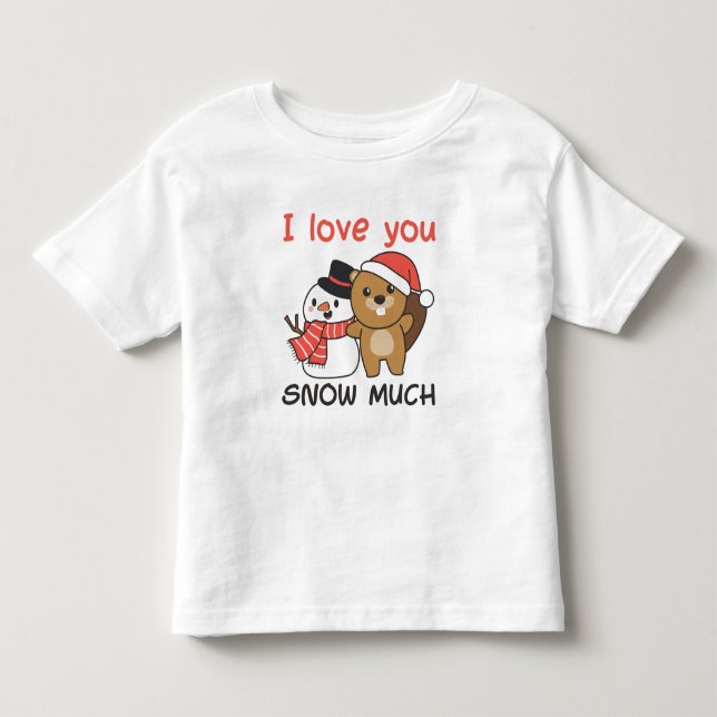 Camiseta Beaver Eu Te Amo Neve Muito Snowman Pun (Frente)