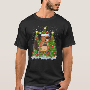 Camiseta Beaver Lighting Xmas Tree Lover Engraçado Beaver 