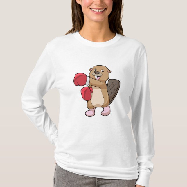 Camiseta Beaver no Boxing com luvas no Boxing (Frente)