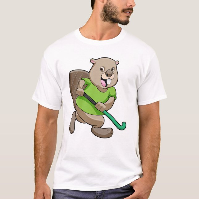 Camiseta Beaver no Hockey com Taco de Hóquei (Frente)