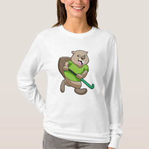 Camiseta Beaver no Hockey com Taco de Hóquei