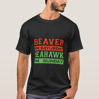 Camiseta Beaver No Sábado Seahawk No Domingo, Presente Em S
