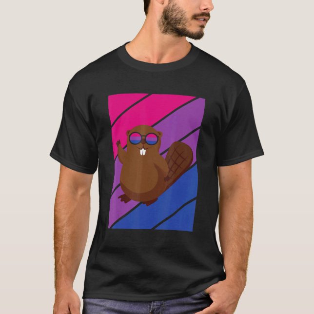 Camiseta Beaver Pride Bisexual Flag LGBTQ Proud Ally Pride  (Frente)