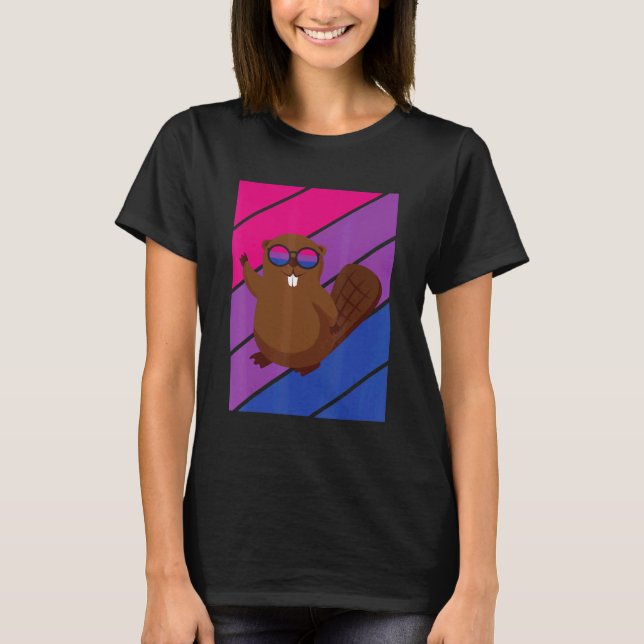 Camiseta Beaver Pride Bisexual Flag LGBTQ Proud Ally Pride  (Frente)