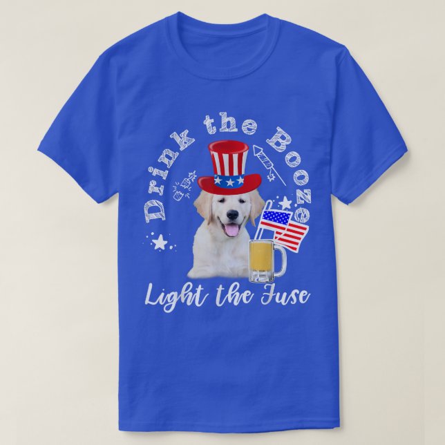 Camiseta Beba A Luz De Bebida A Retriever Do Ouro De Fusíve (Frente do Design)