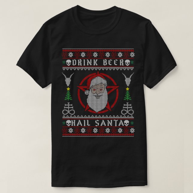 Camiseta Beba a Satã de granizo da cerveja I Baphomet Death (Frente do Design)