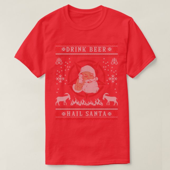 Camiseta Beba a Satã de granizo de cerveja I Baphomet Death (Frente do Design)