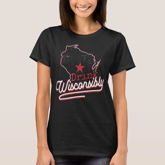 Camiseta Beba Álcool De Bebendo WI De Wisconsin Sensível (Frente)