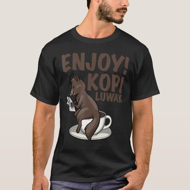 Camiseta Beba as minhas mulheres café Cat kopi luwak Amor 1 (Frente)