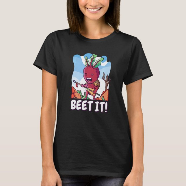 Camiseta Beba! Beterraba Rochosa Guitarrista Beet Saudável (Frente)
