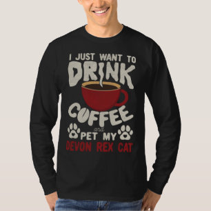 Camiseta Beba Café E Acaricie Meu Gato Devon Rex Ditos Gato